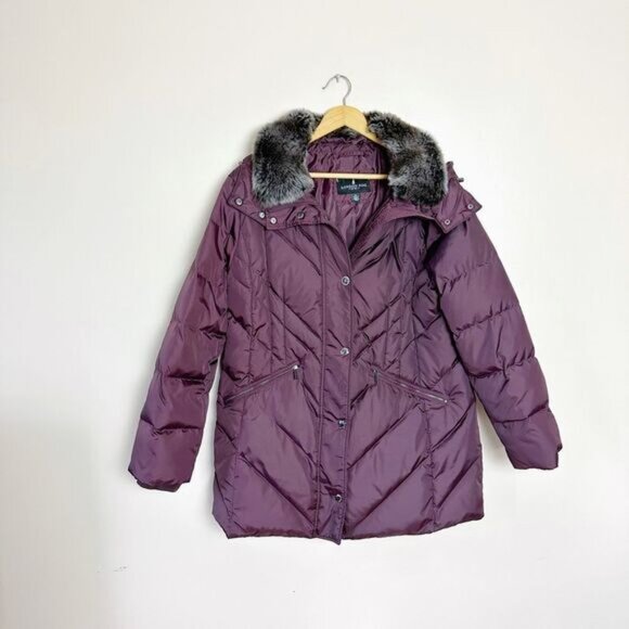 SALE! Purple London Fog Down Parka Size XL EUC - Picture 1 of 6